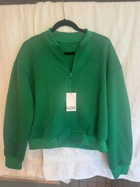 Flore Green Textured Zip-Up Jacket NWT